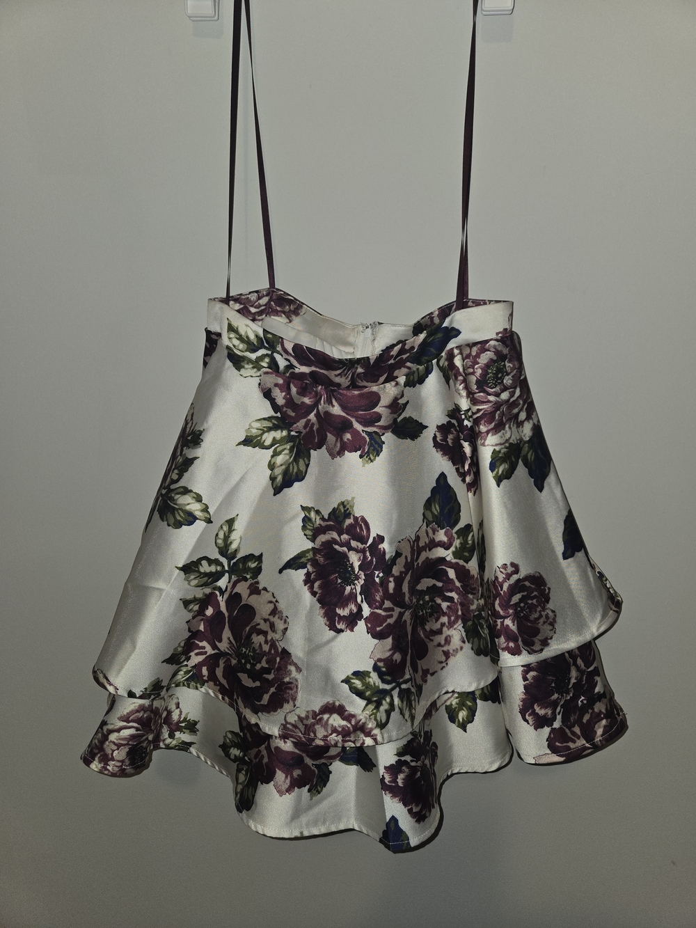 City Studio White A-Line Skirt with Plum Floral Print